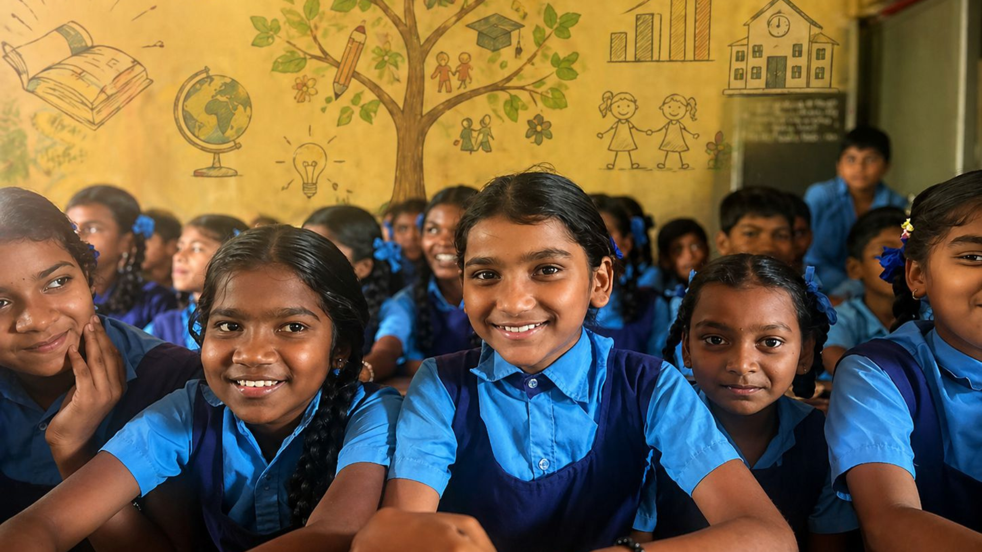 Children learning with Sampoorna Shiksha