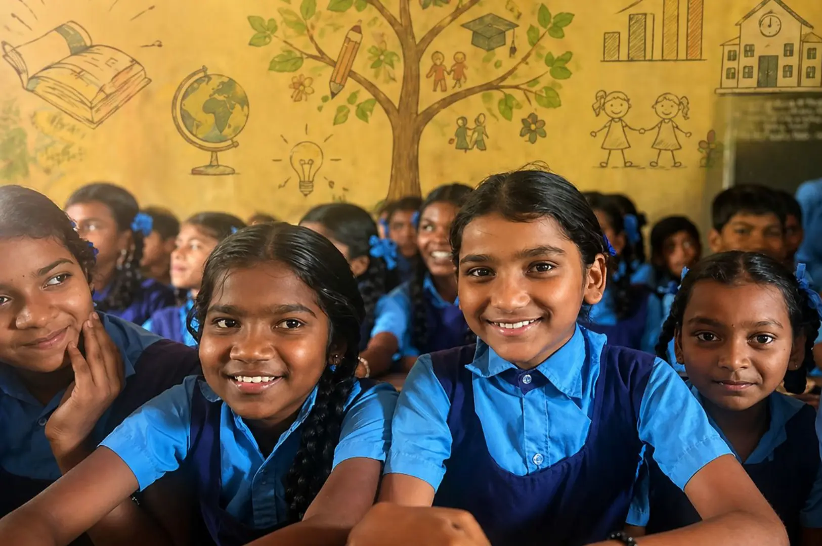 Children learning with Sampoorna Shiksha